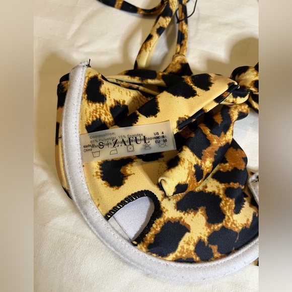 Zaful Animal Print Bikini Tie Leopard Vacation Summer Beach Pool - Picture 2 of 10